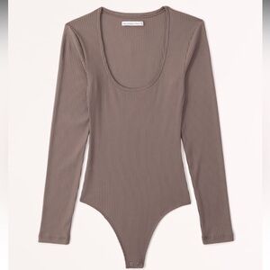 Abercrombie Brown Ribbed Scoop Neck Bodysuit